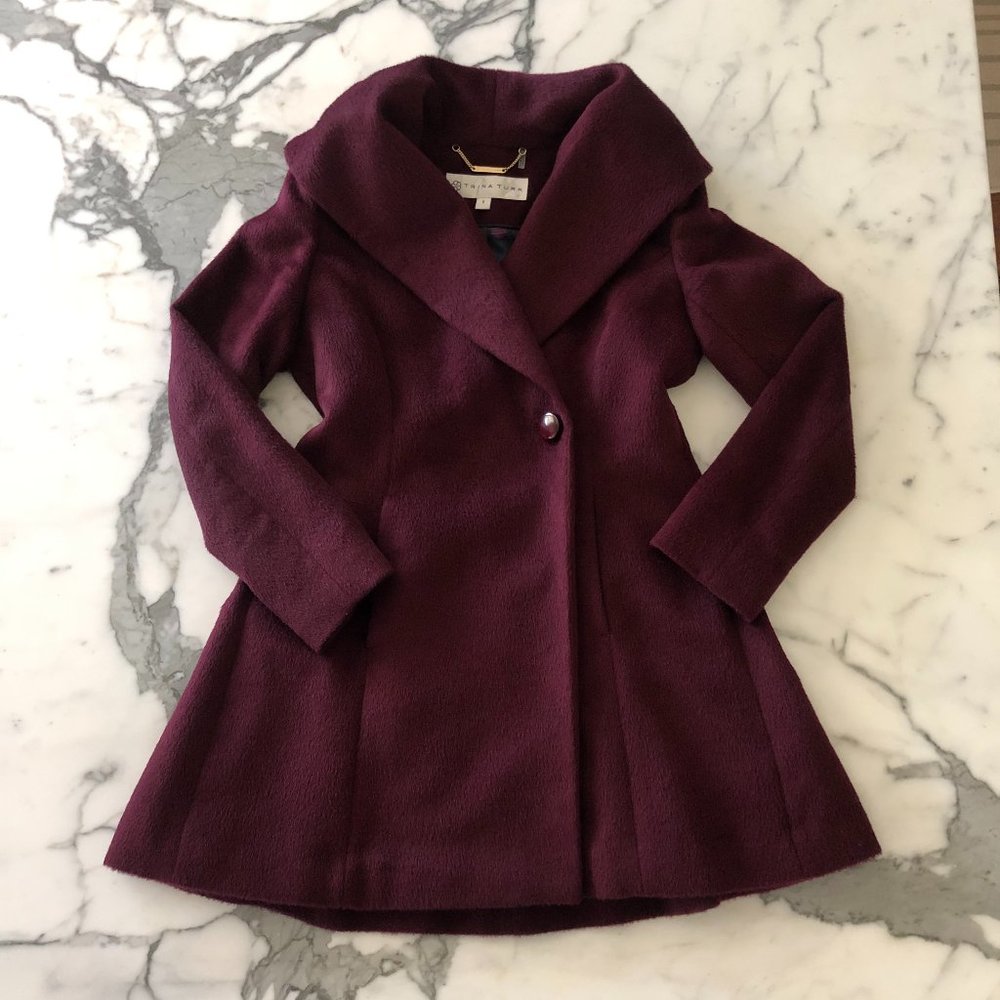 Trina Turk burgundy wine wool coat Sz 6 - 8